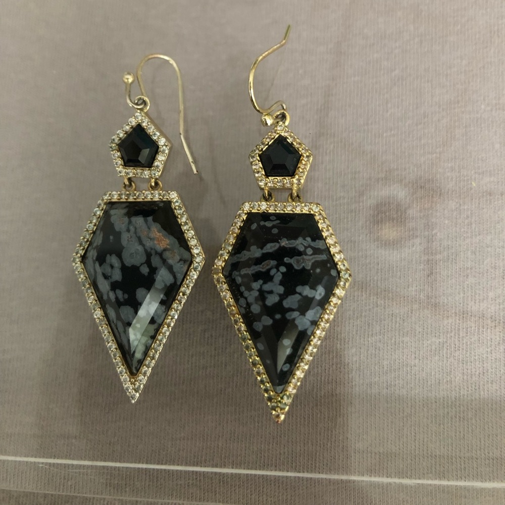 Melanie Auld black jasper double pentagon drop earrings